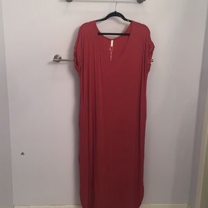 Rust Solid Side Slit Dolman Maternity Dress, NEW!